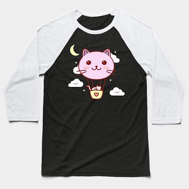 Fly High Kitty Balloon Baseball T-Shirt by machmigo